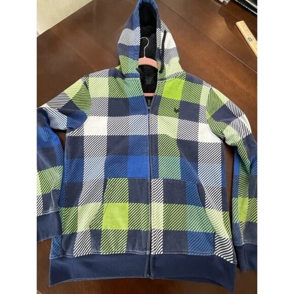 Vintage 90s Y2K Grunge Baggy Plaid Zoo York Sherpa Zip Hoodie Jacket Mens Size M - Picture 3 of 11